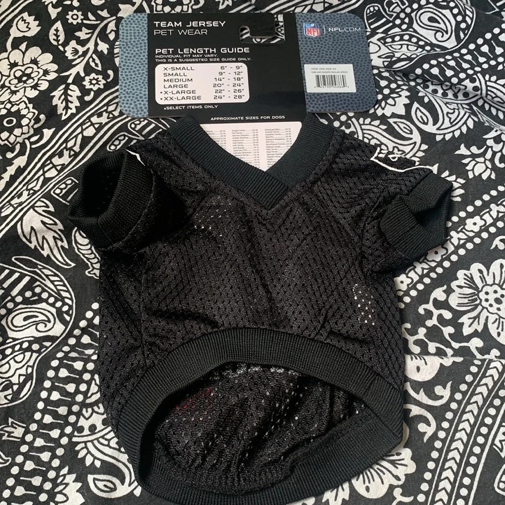 NFL Black Raider Nation Pet Jersey XS
